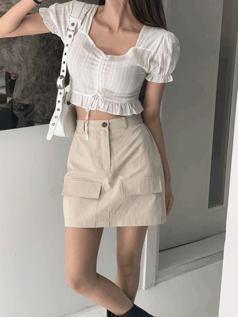 [現貨] 翻蓋迷你工裝裙 [ 3色 / Free ]