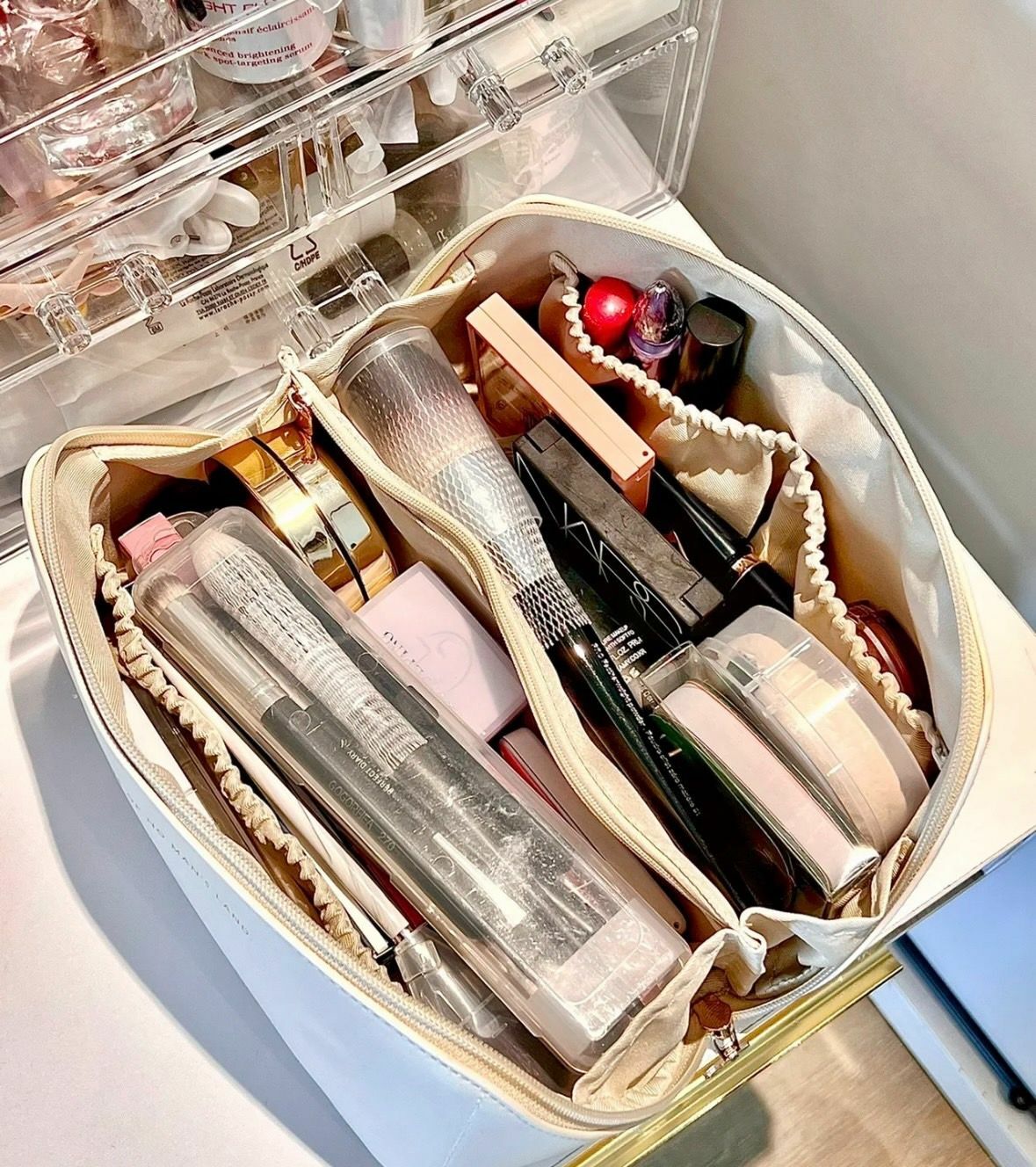 #現貨 ins風 超大容量化妝包 奶白色