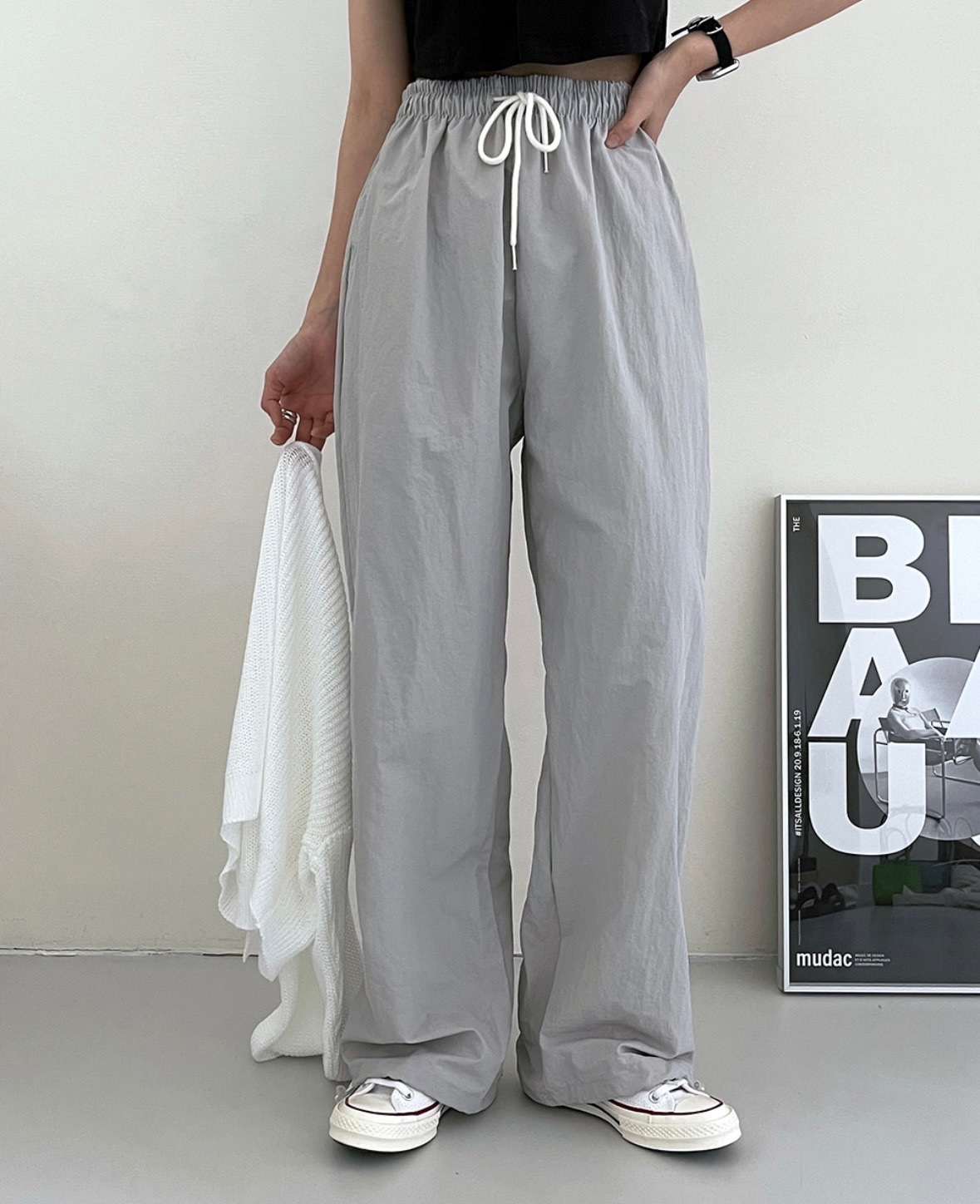 【優惠預訂】熱銷款！韓國可束腳尼龍褲（7色）