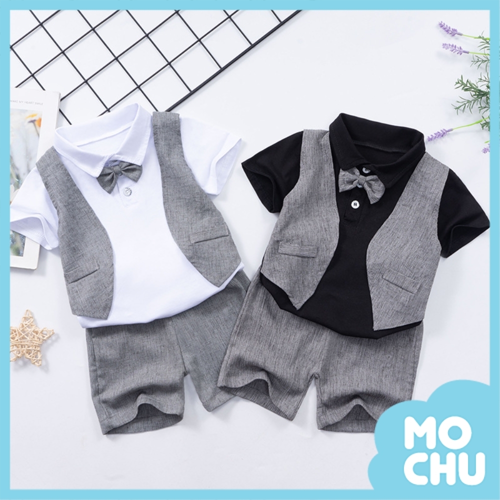 純色小紳士短袖套裝(兩色)