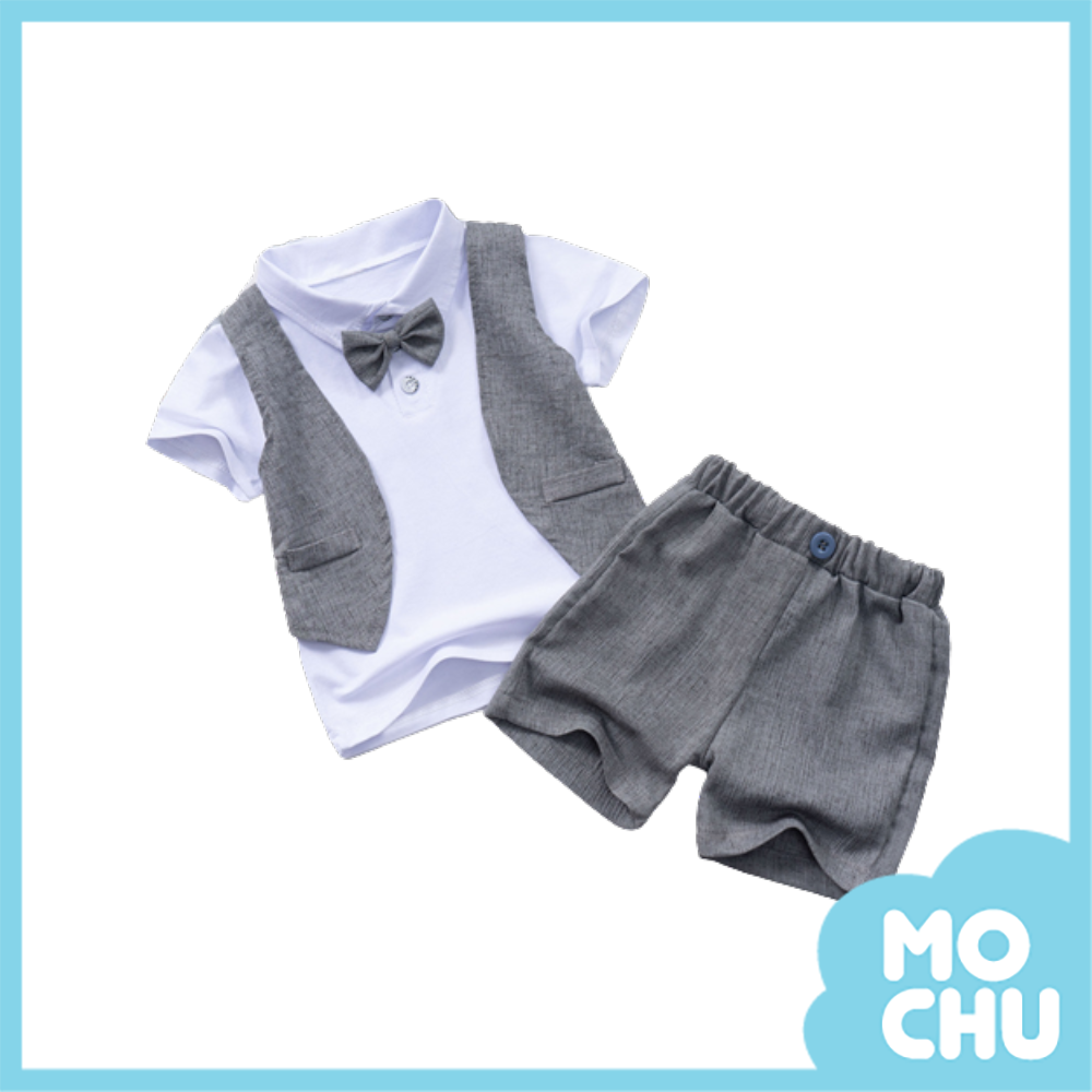 純色小紳士短袖套裝(兩色)