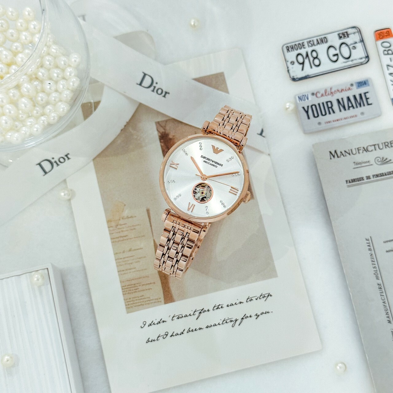 【EMPORIO ARMANI】羅馬晶鑽時尚仕女腕錶 AR60023 33mm 現代鐘錶