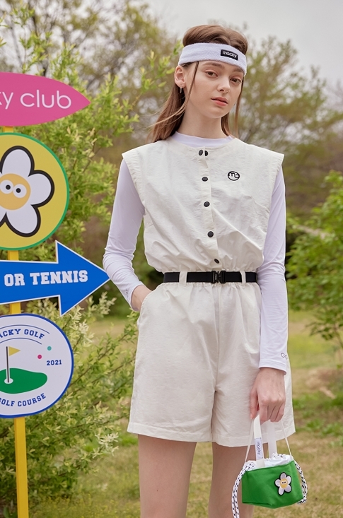 女款 M301 韓國正品MACKY同步/韓風休閒工裝無袖連身褲/韓版高爾夫球女裝