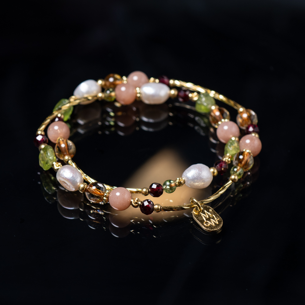 金妮｜橙月光橄欖石雙圈手鍊 C1272