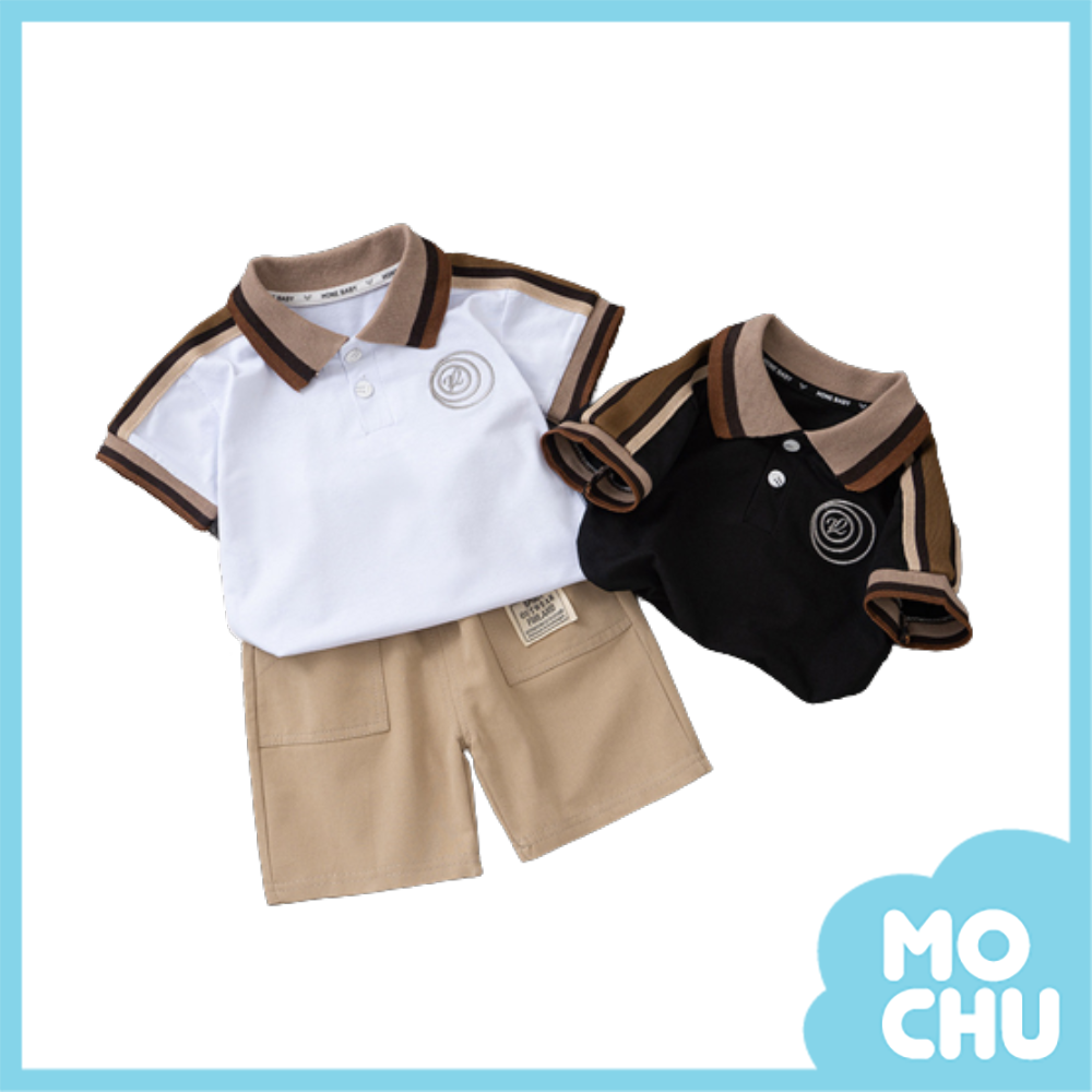 拼色領口字母短袖套裝(兩色)