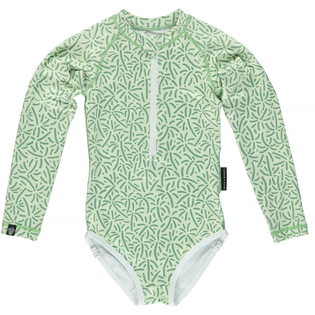 〖 Beach&Bandits 〗綠色棕櫚樹防曬一件式泳衣