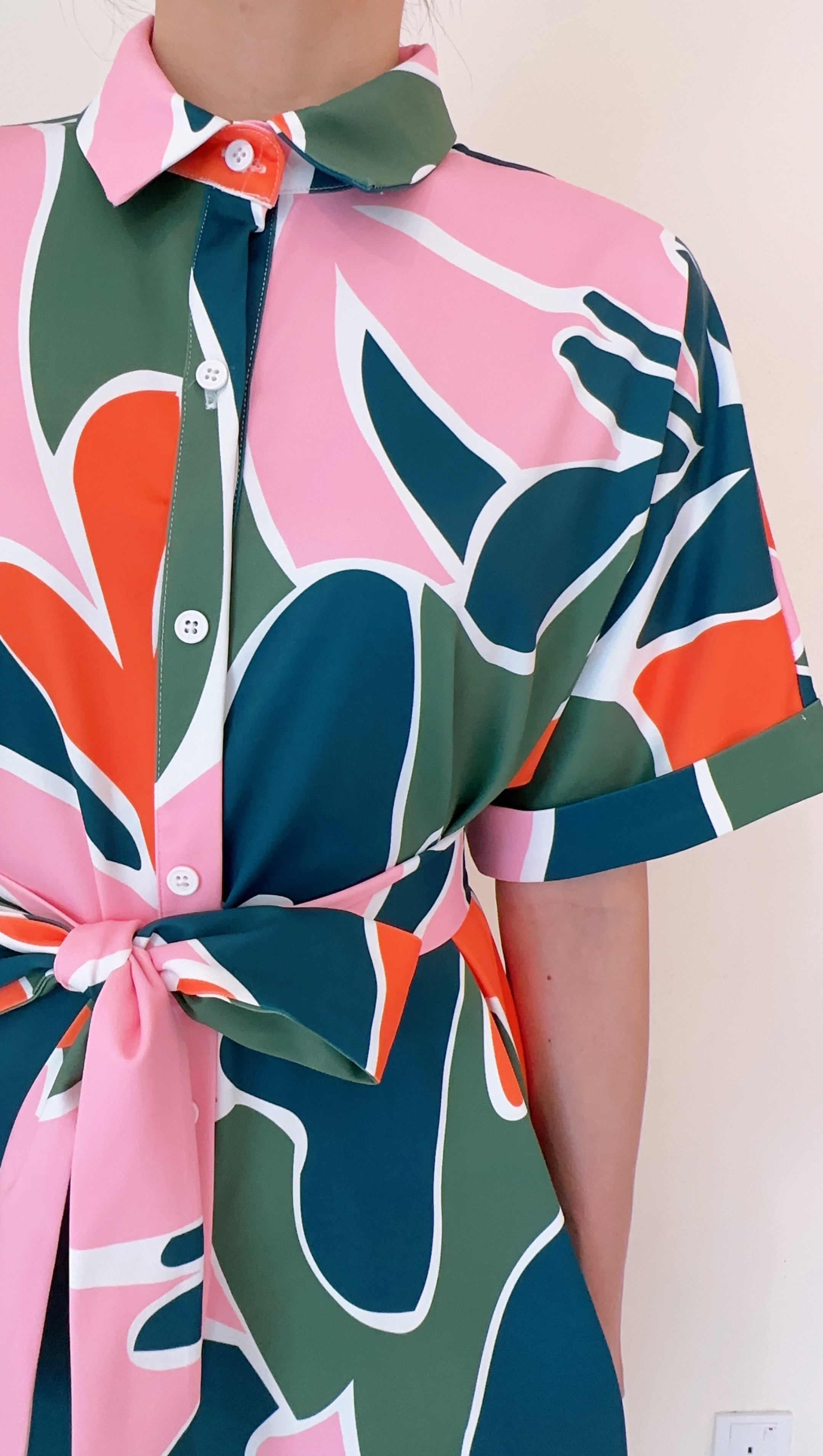 SOLID PRINTED JUMPSUIT WITH DETACHABLE RIBBON BELT