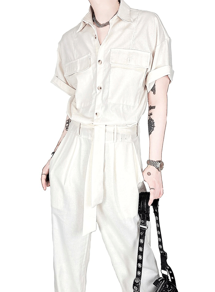 柔軟亞麻連體褲