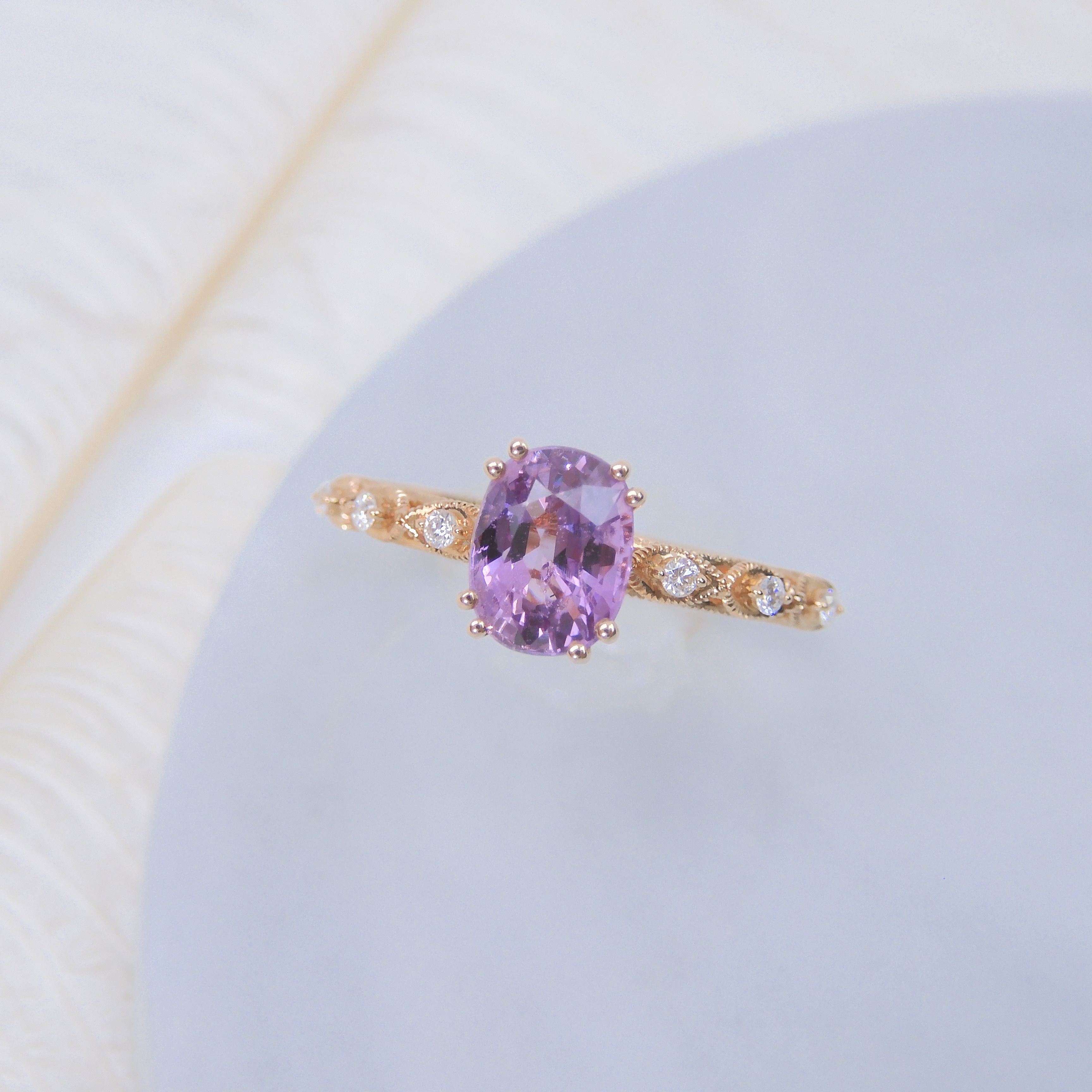 18K金 1.33ct 粉紅藍寶石戒指 (配國際證書)