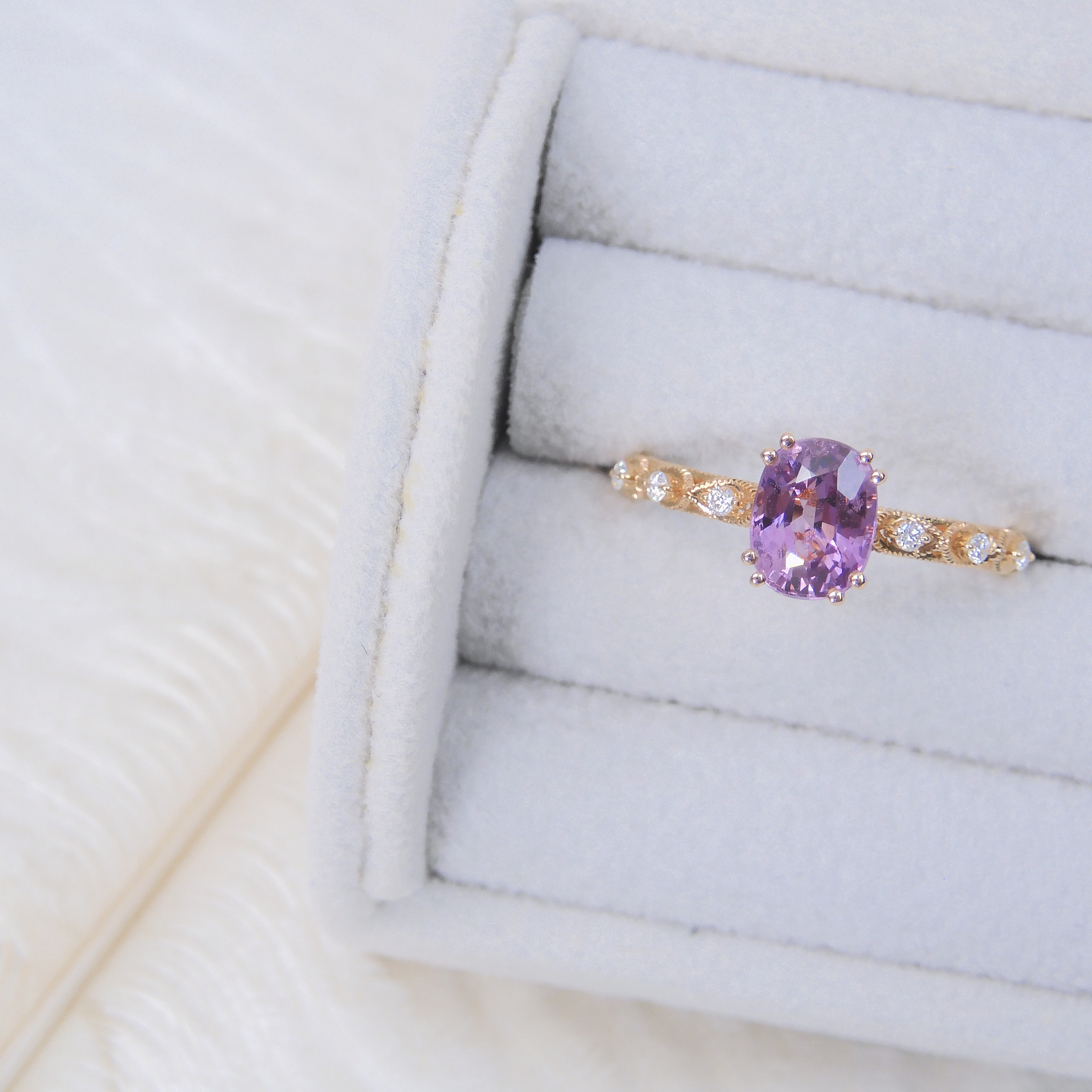 18K金 1.33ct 粉紅藍寶石戒指 (配國際證書)