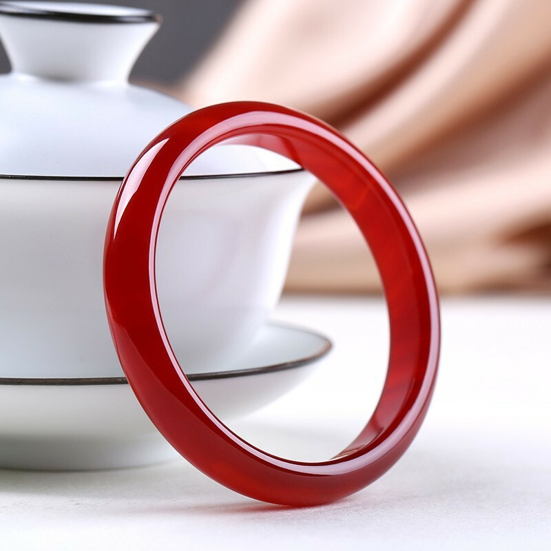 【玉鐲】傳統中國紅冰種正圈手鐲12mm