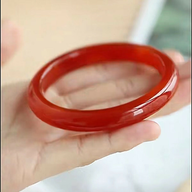 【玉鐲】傳統中國紅冰種正圈手鐲12mm