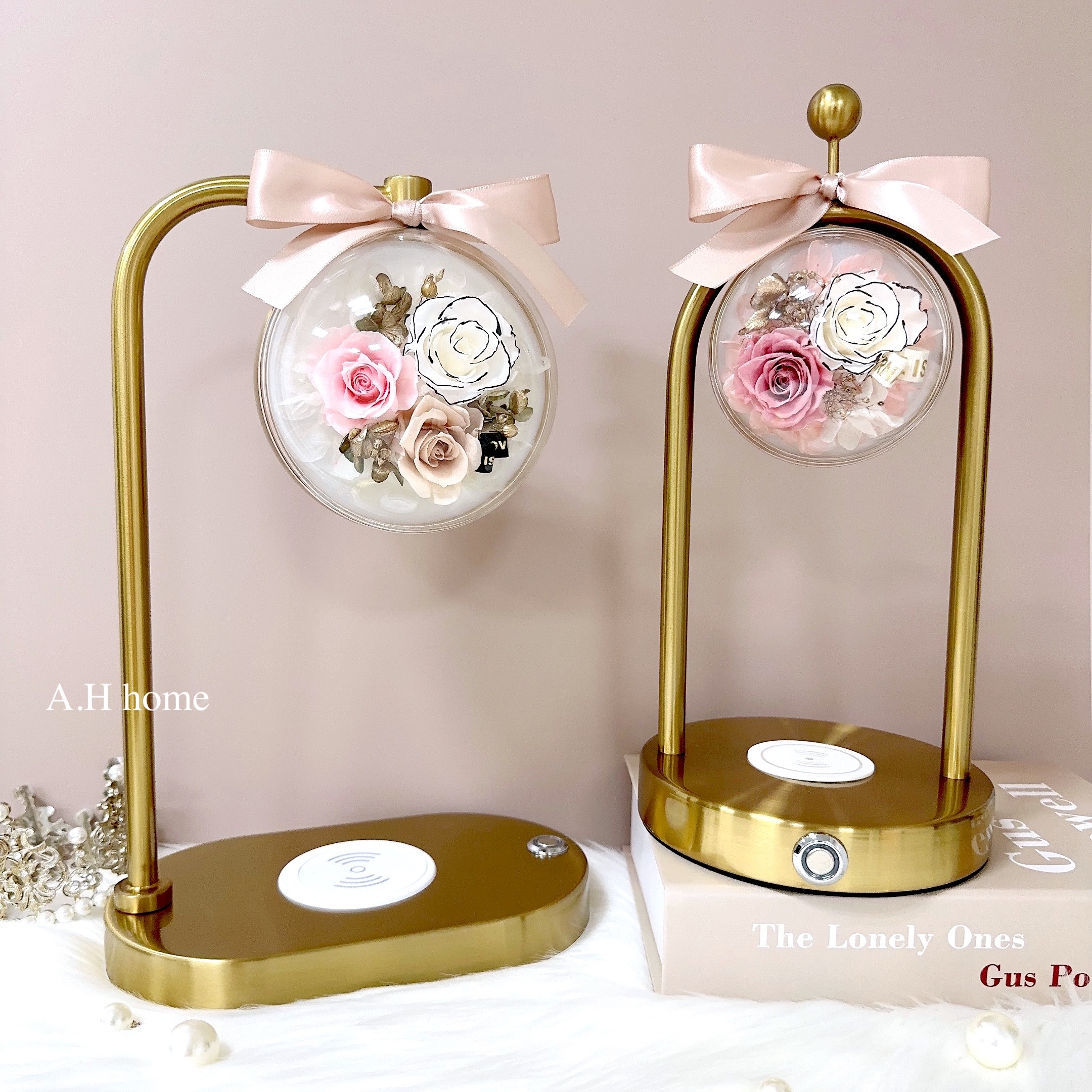 【ＡＨ807】ins永生花手機無線充電夜燈（小香款）