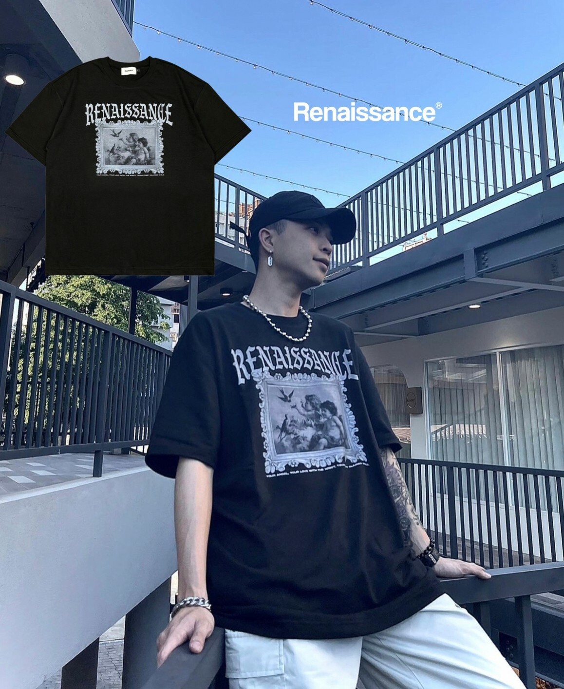 RENAISSANCE 天使畫框 黑灰Logo 短袖 T ‘’ Angels Frolic Frame Tee ‘’