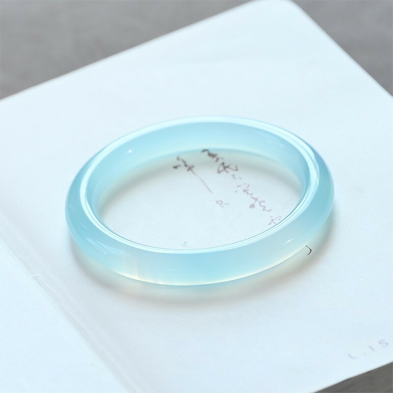 【玉鐲】天空藍冰種天青凍玉圓條手鐲-8mm/10mm