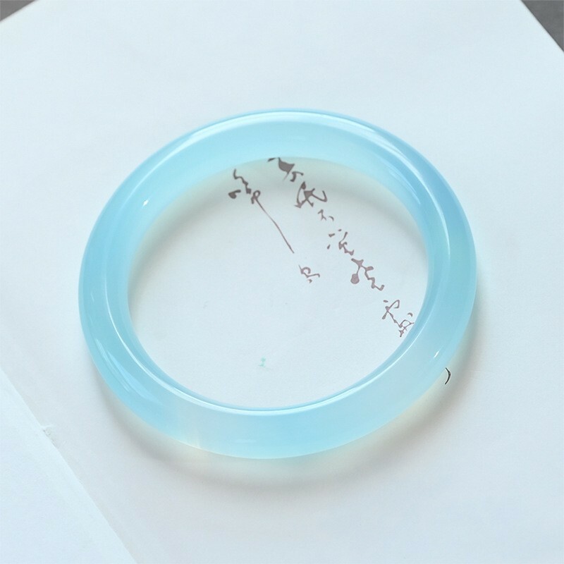 【玉鐲】天空藍冰種天青凍玉圓條手鐲-8mm/10mm