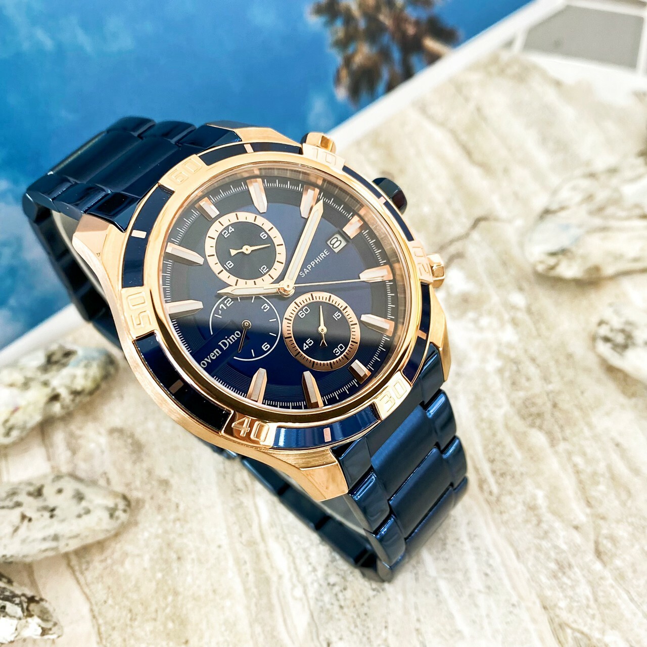 【Roven Dino 羅梵迪諾】登峰造極雙時區腕錶 RD6098BU 44mm 現代鐘錶