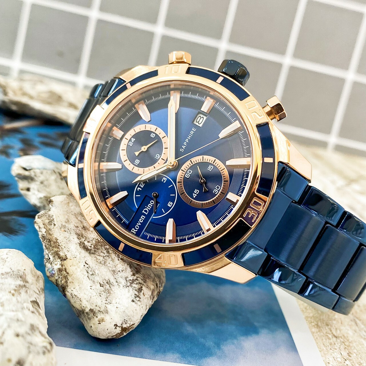 【Roven Dino 羅梵迪諾】登峰造極雙時區腕錶 RD6098BU 44mm 現代鐘錶