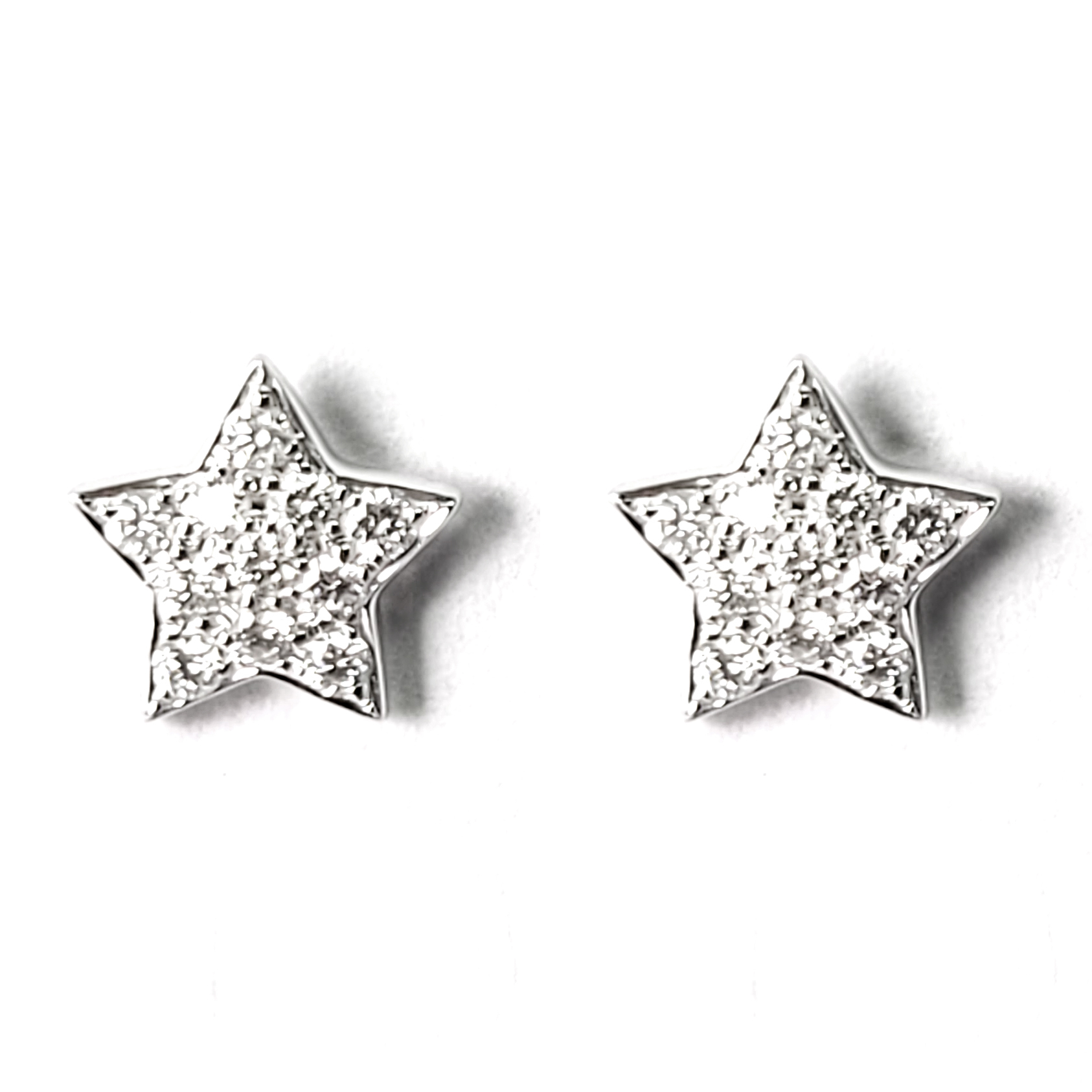 18K白金天然鑽石星星耳環