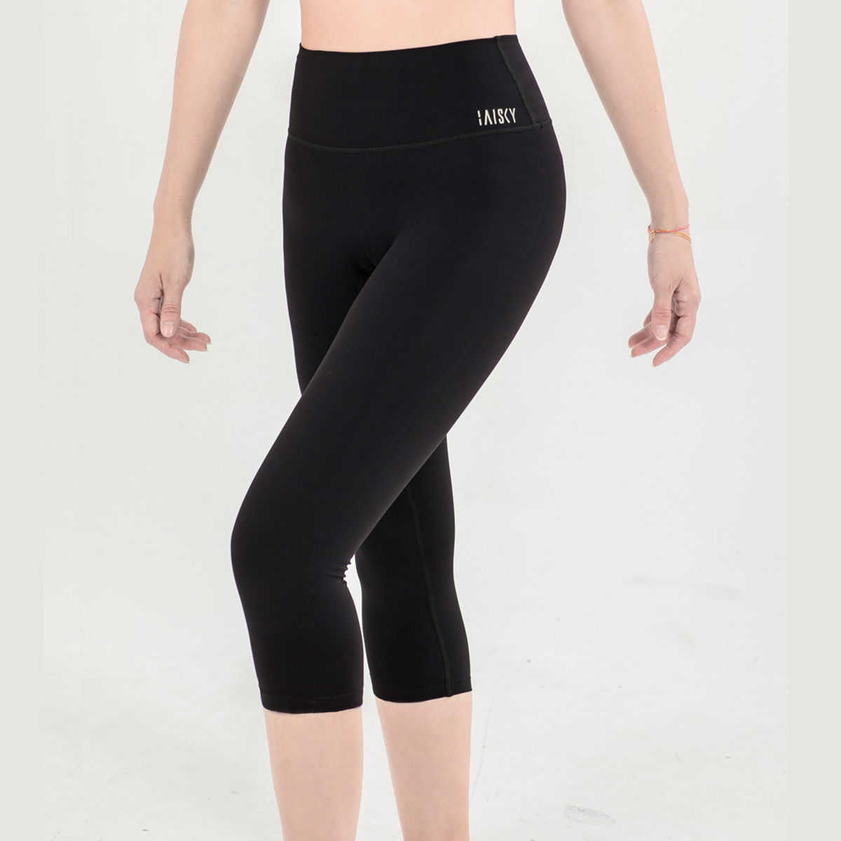 高腰運動親膚七分褲 黑