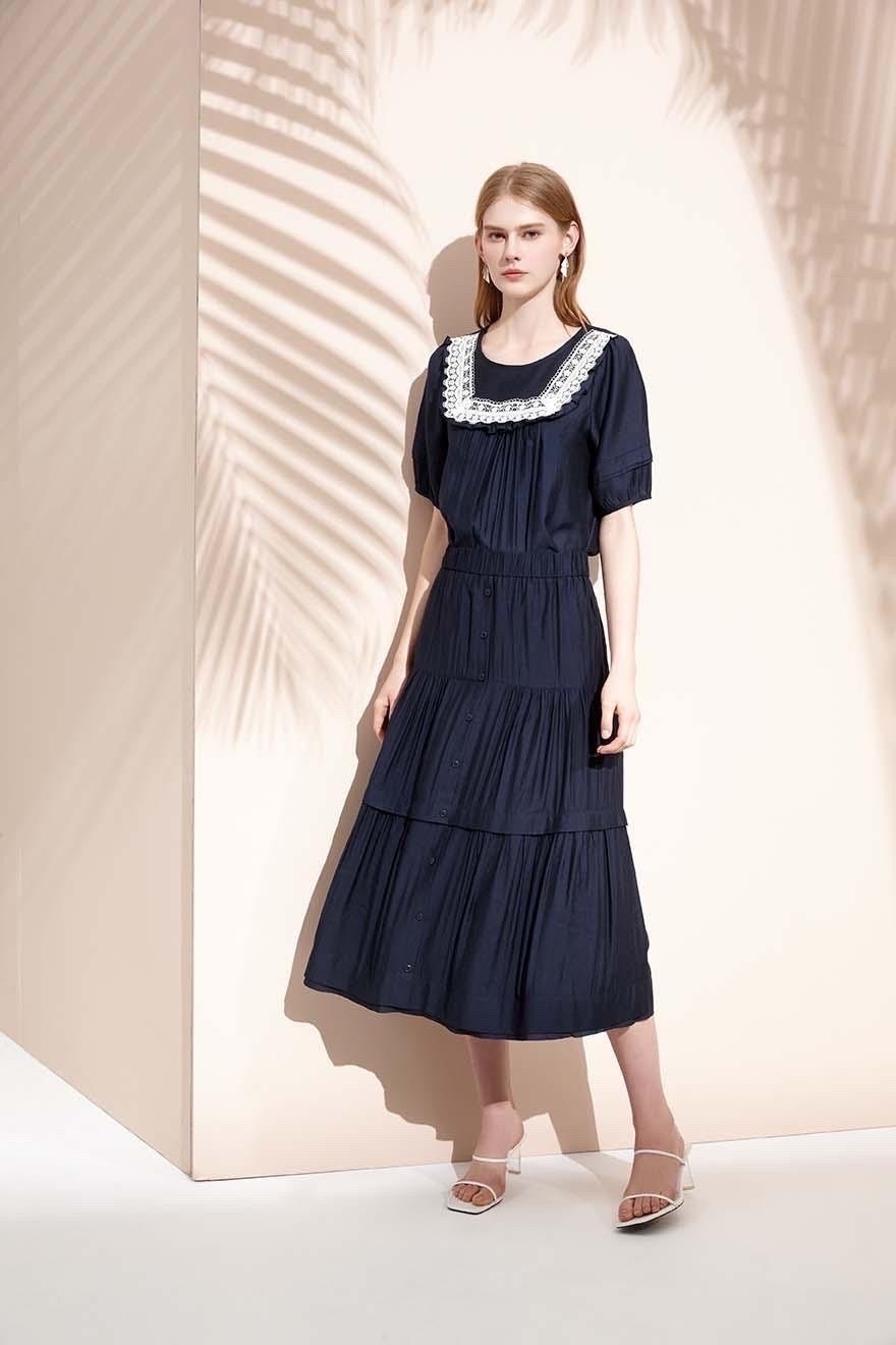 OL經典款優雅甜美風蛋糕長裙S6622