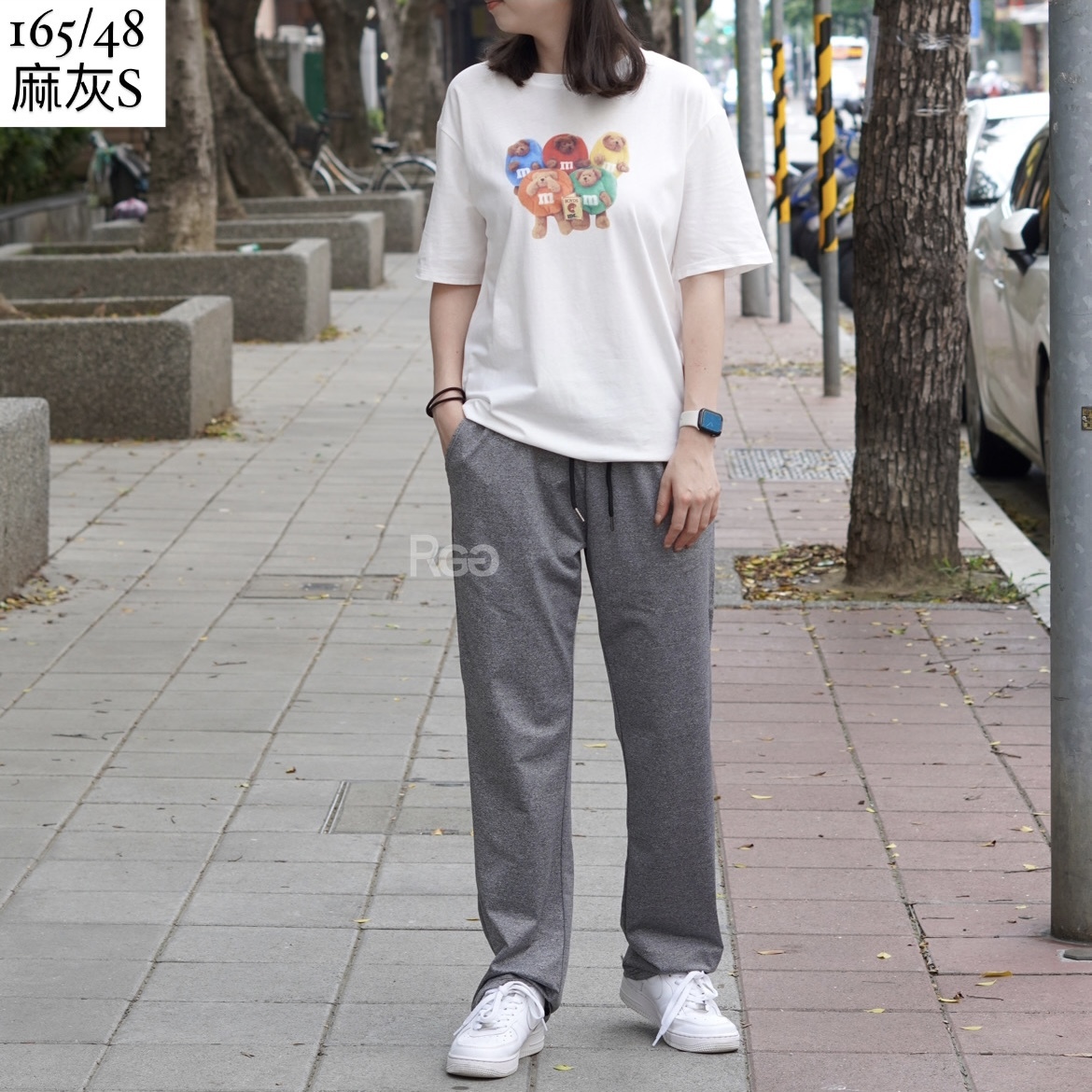 女模著冰絲涼感超彈力落地褲麻灰S