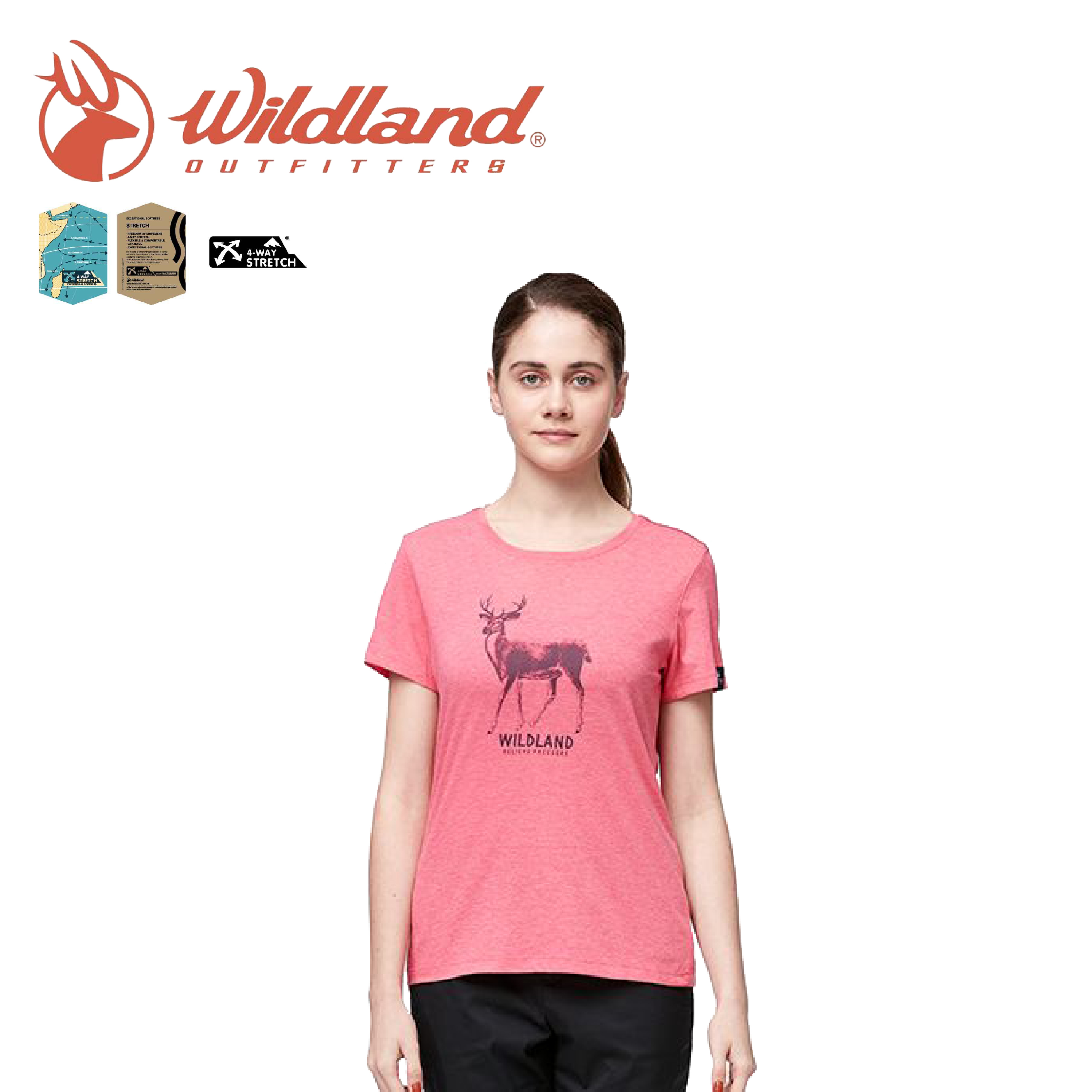 Wildland荒野休閒 女性圓領印花除臭抗菌上衣 (2色) 女性圓領短袖上衣 10WA91601