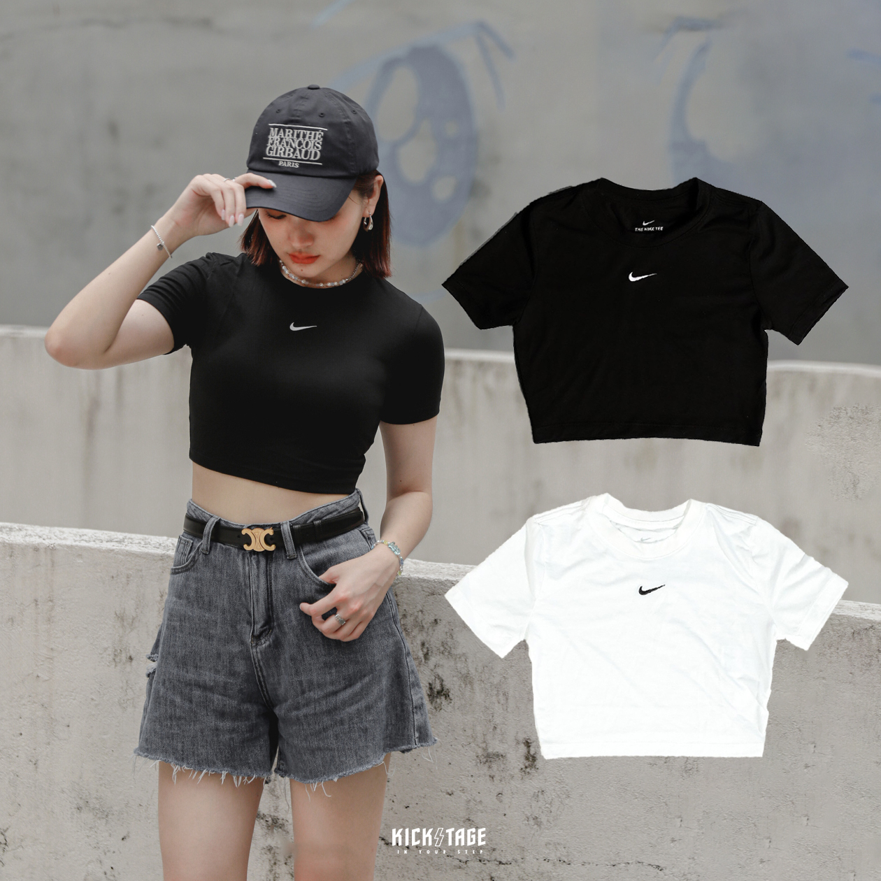 **特價商品售出不退換**女款 NIKE NSW CROP TEE 辣妹 小勾 貼身 彈性布料 刺繡 短版 短T 黑色【DD1329-010】白色【DD1329-100】817sa NBRA