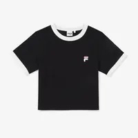 [S] FILA SLIM FIT LIFE CROP SORT SLEEVE TEE,BLACK, FS2RSF2152F-BLK (SFL225)