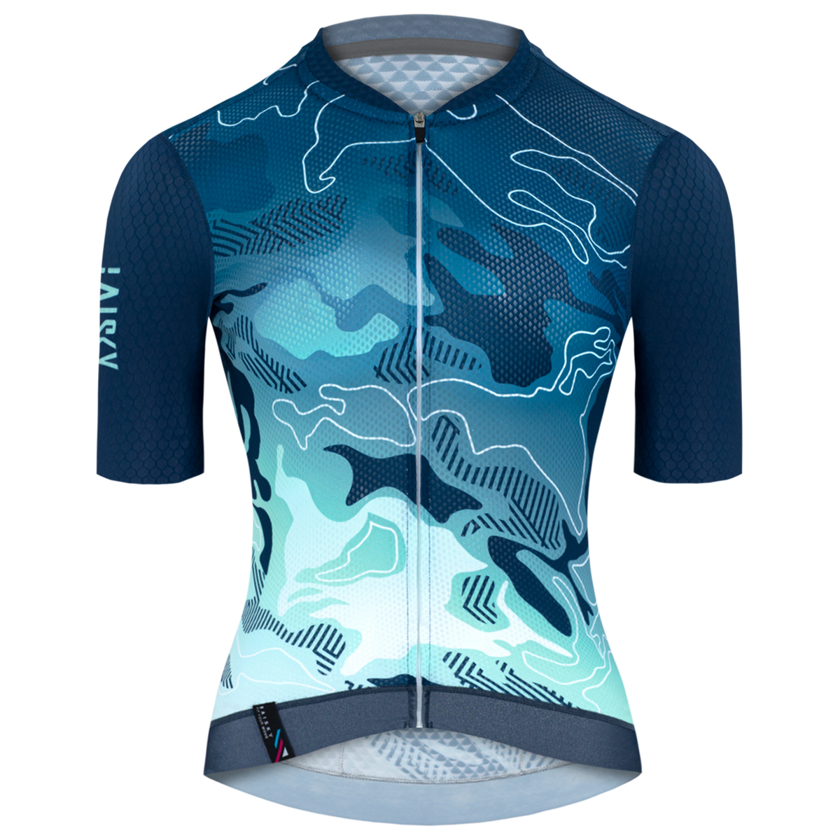 女款空力短車衣 地質 藍