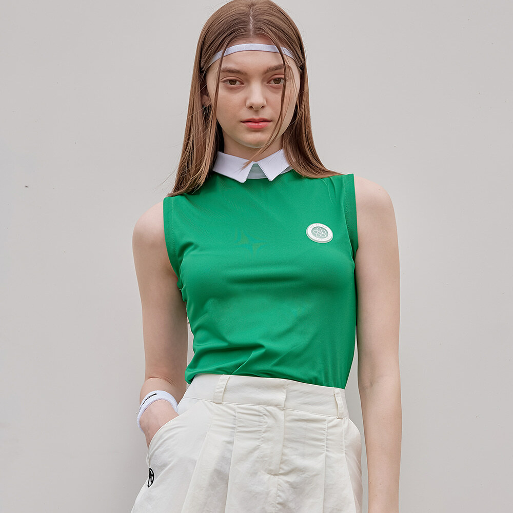 女款 M301 韓國正品 MACKY同步/韓版學院風翻領POLO無袖透氣涼爽快乾無袖短T恤/高爾夫球上衣