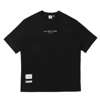 [S] FILA BELLA ITALIA WOVEN LABEL SHORT SLEEVE T-SHIRT,BLACK, FS2RSE2107X-BLK [FINAL SALE] (SFL229)