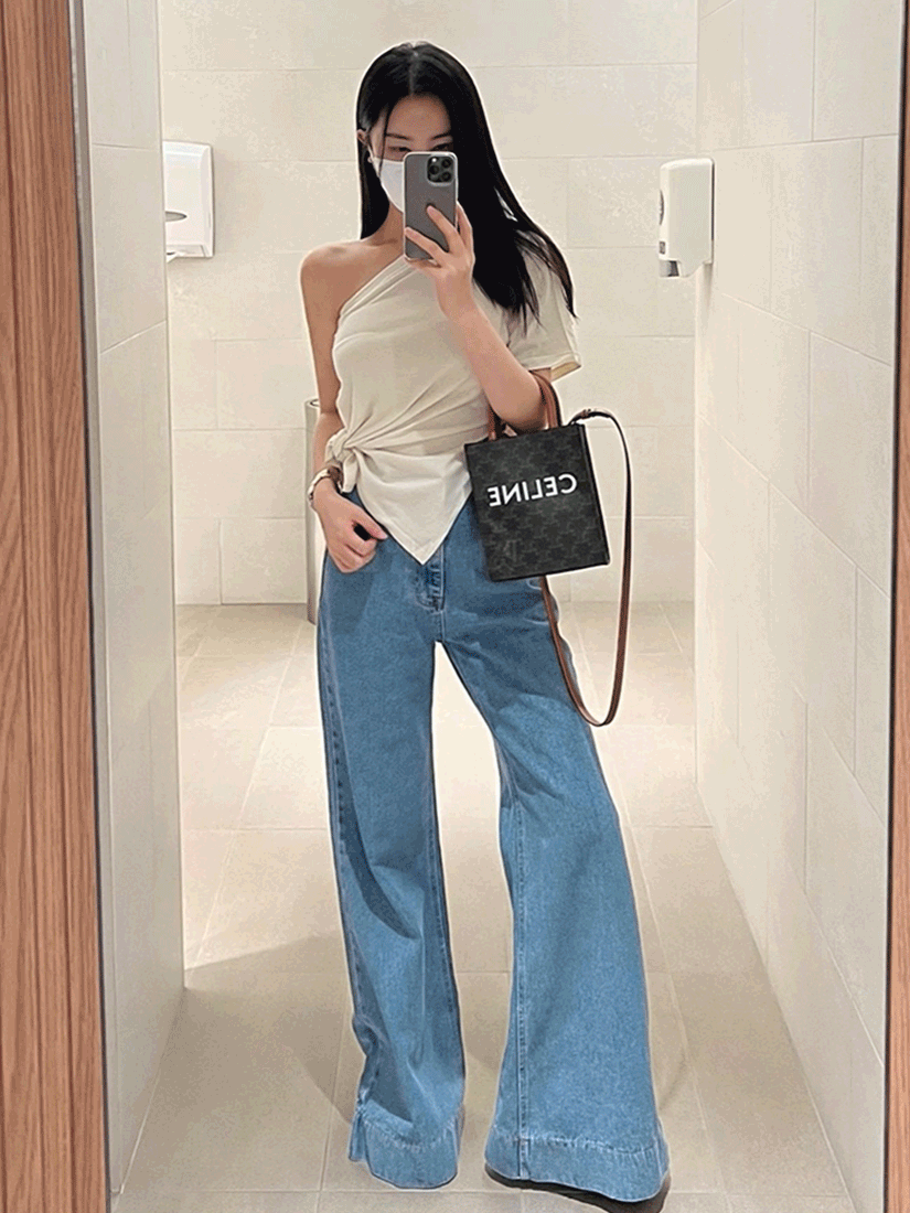 [現貨]斜肩側開衩上衣 [ 4色 / Free ]