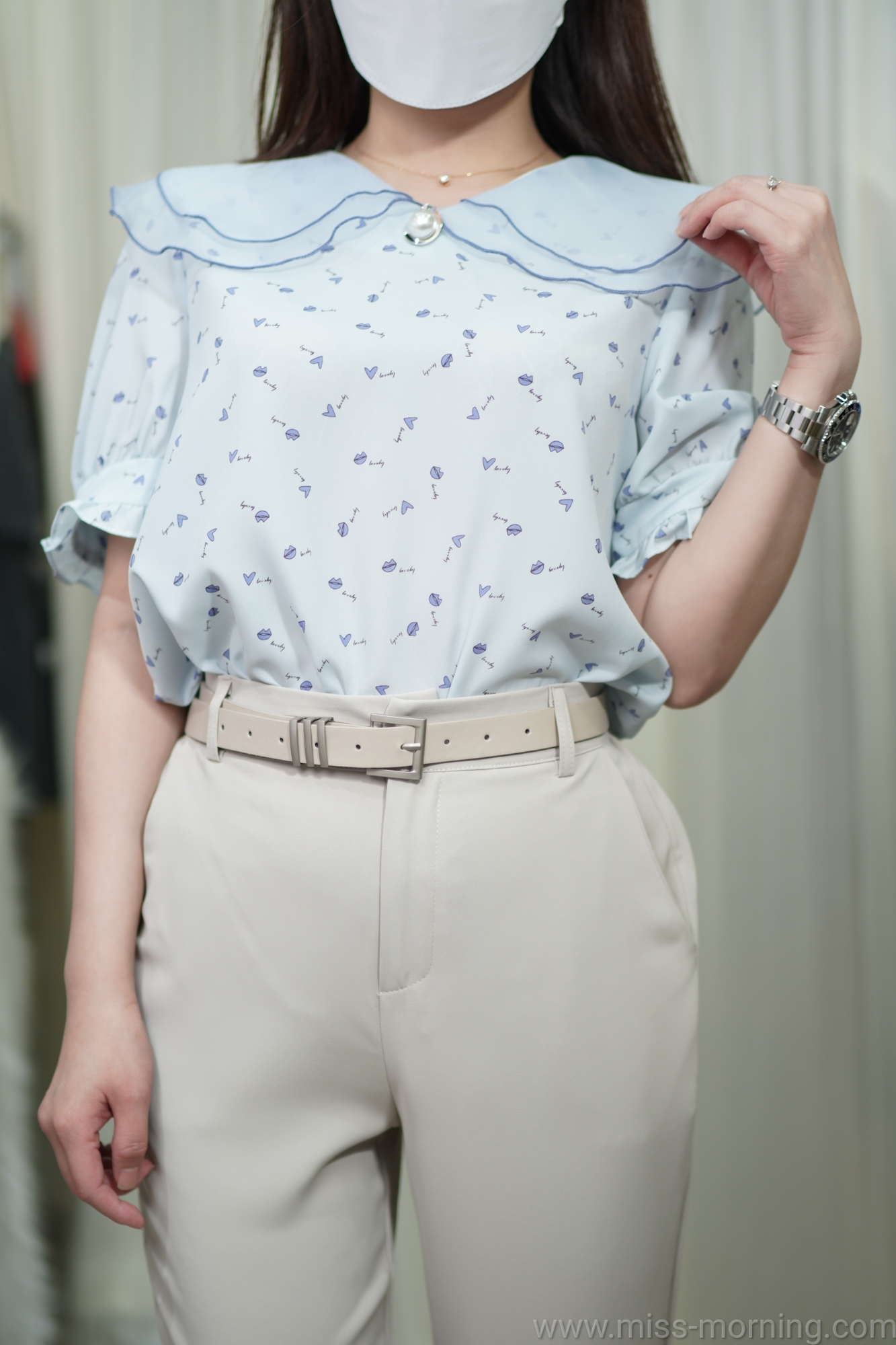 心心圖案雪紡上衣(13245)