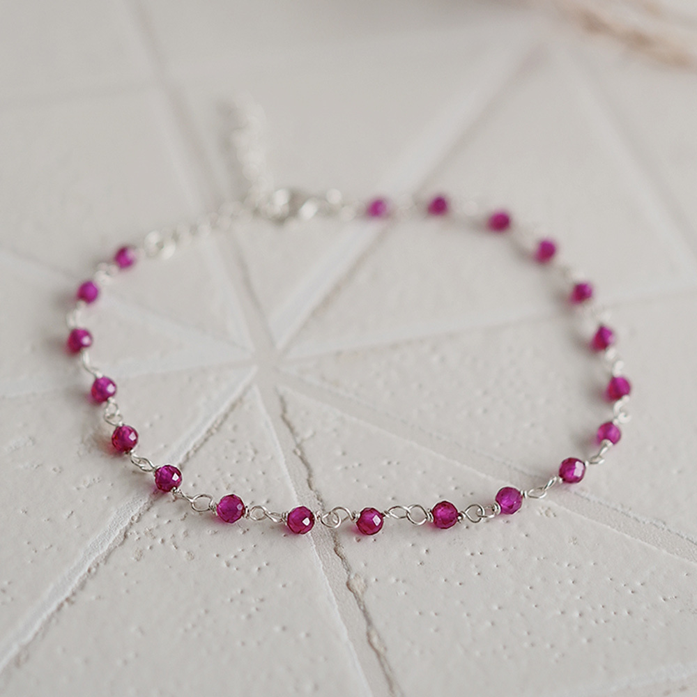 紅石榴石珠簾純銀手鍊/SB052|天然水晶 招桃花 女生禮物 謝師禮物