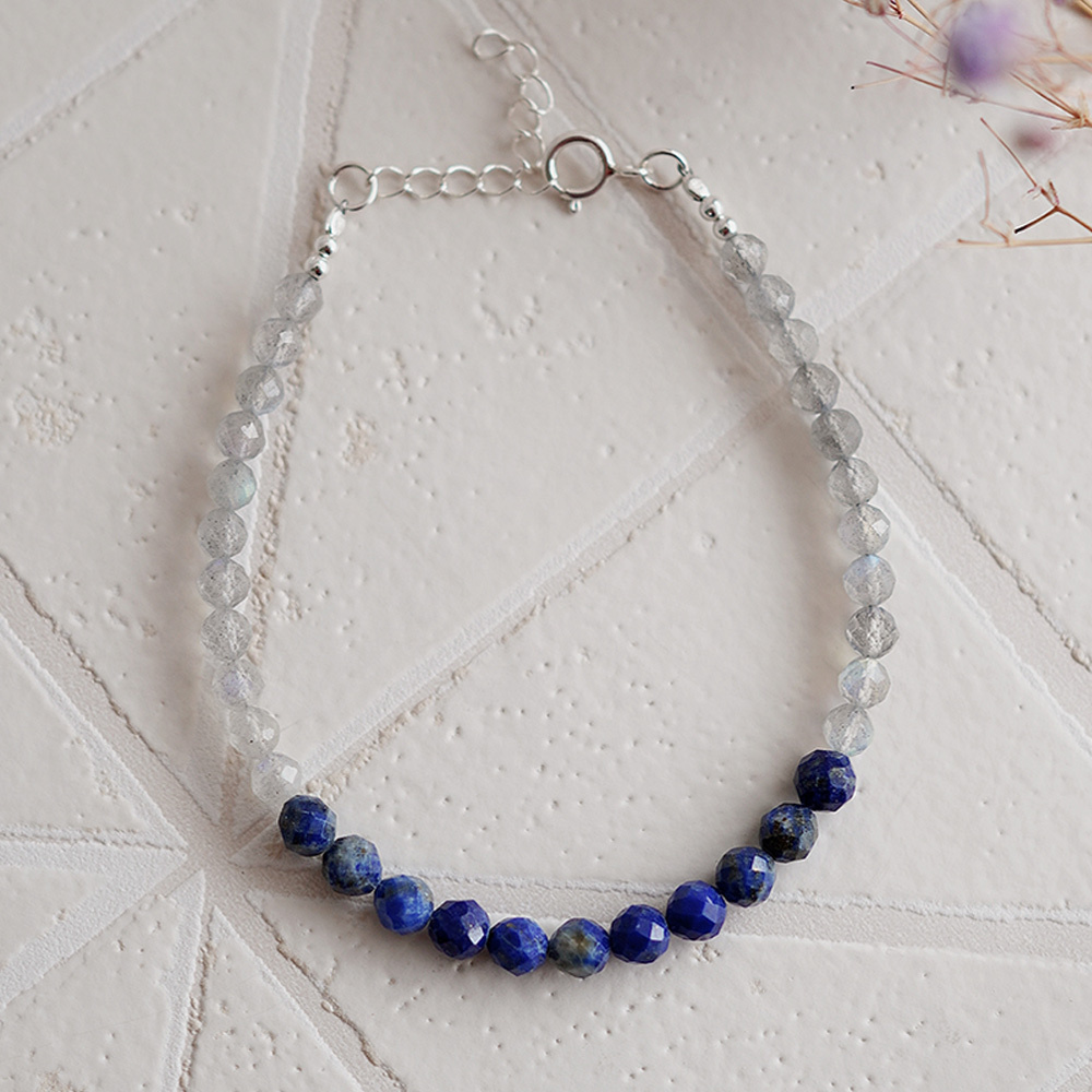守護者純銀手鍊(青金石/拉長石)/SB053|天然水晶 雙色 個性女生禮物