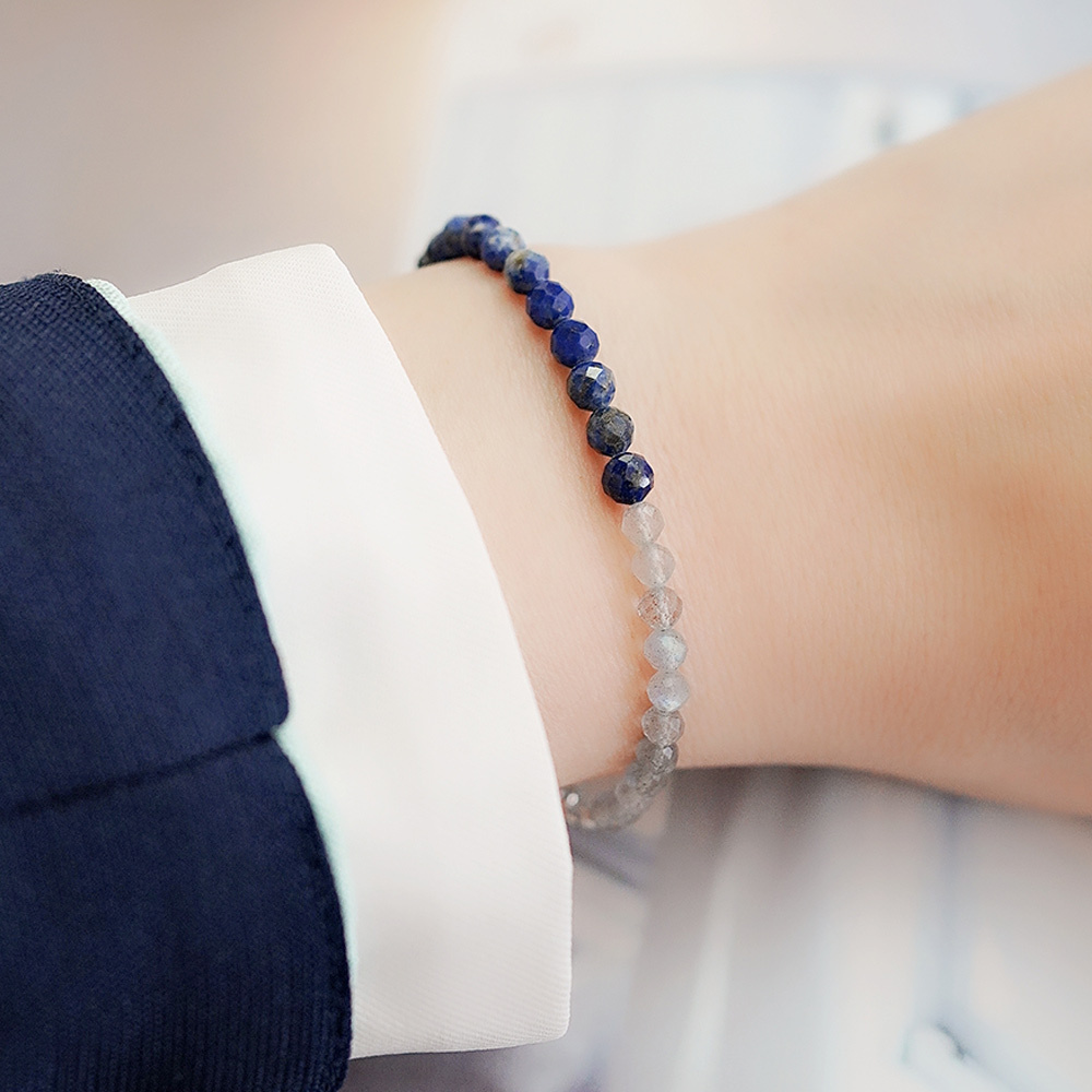 守護者純銀手鍊(青金石/拉長石)/SB053|天然水晶 雙色 個性女生禮物