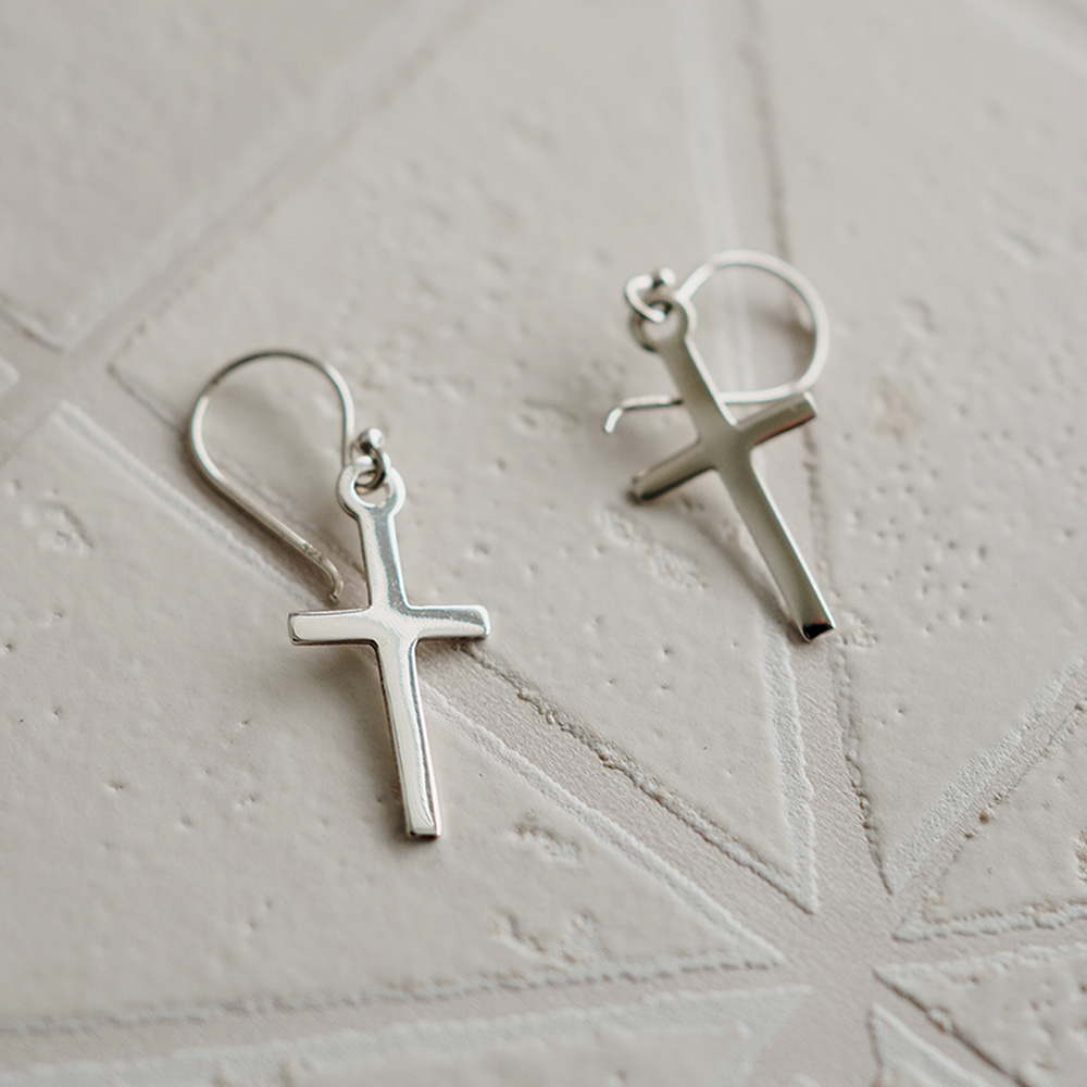 應許之地十字純銀耳環/SE596|信仰 中性男女生款 雅痞潮人