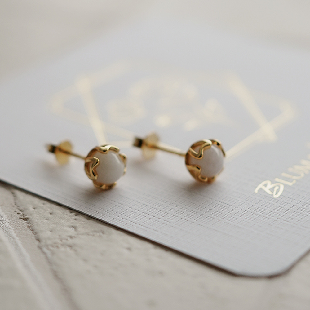 寧靜海純銀耳環(翡翠)/SE598|天然玉石 東方 中國風 典雅 小耳釘 新年禮物 聖誕節交換禮物