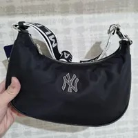 [S] MLB NY BASIC NYLON ADJUSTABLE HOBO BAG,BLACK, 3ABQS033NGP002-50BKS (SMLB231)