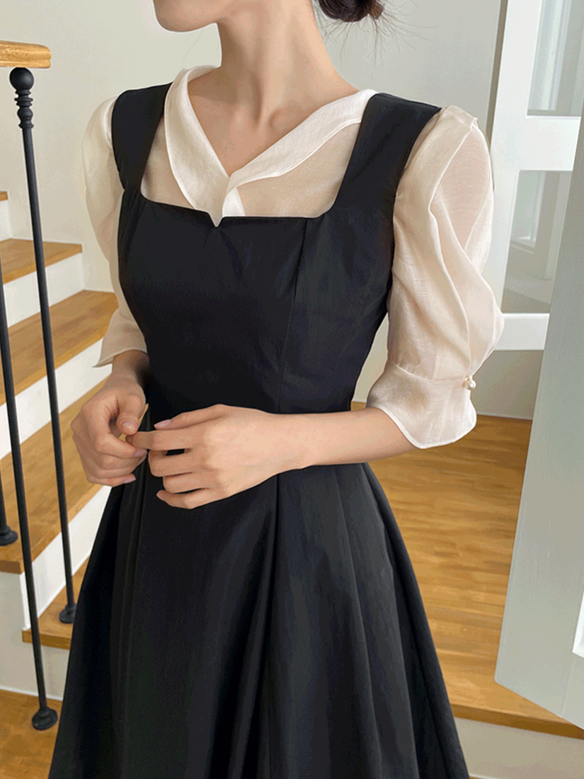 [現貨] 浪漫珍珠V領雪紡襯衫 [ 3色 / Free ]