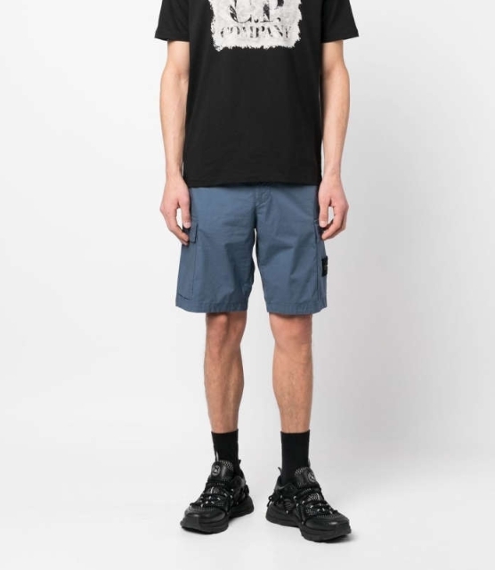 韓國代購 STONE ISLAND 男 休閒短褲 工作短褲 大口袋 藍 JUN-