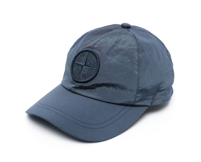 韓國代購 Stone Island Wappen Logo 尼龍 金屬藍 棒球帽 藍 JUN-