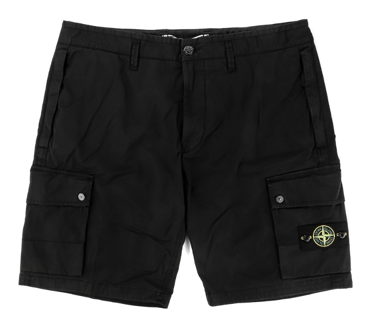 韓國代購 Stone Island 23SS 男 大口袋短褲 休閒短褲 LOGO刺繡 黑 JUN-
