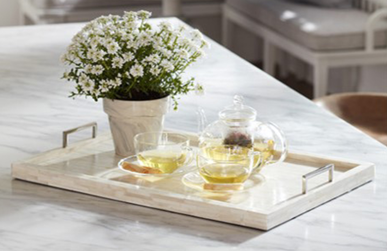 牛骨拼接銀銅托盤