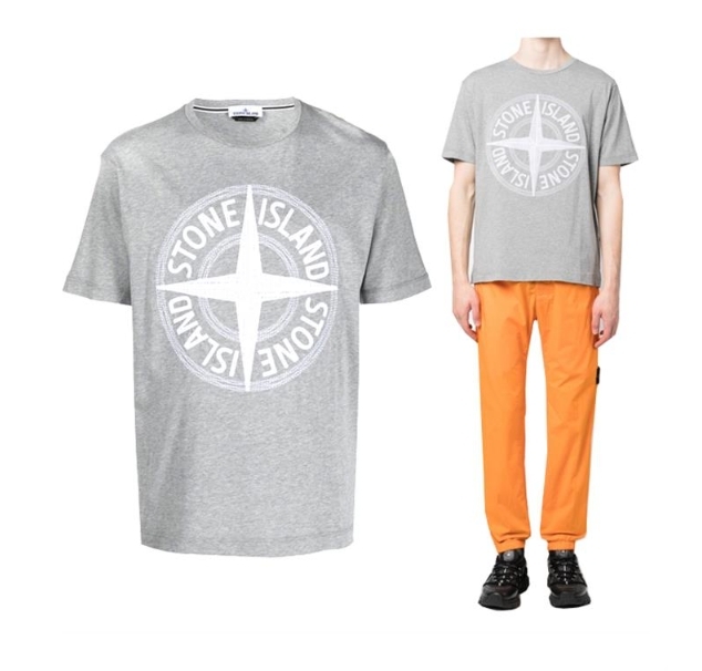 韓國代購 Stone Island Stitch Embro 短T 上衣 大LOGO刺繡 灰 JUN-