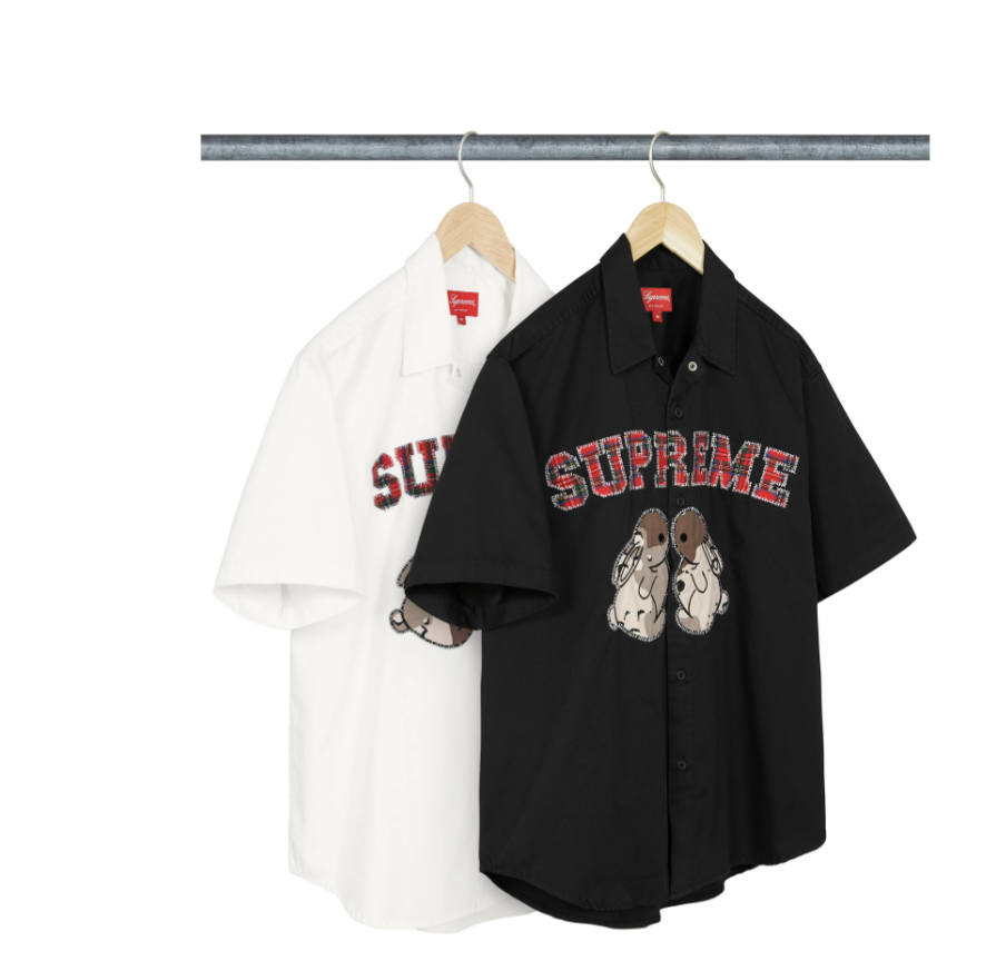 2023SS SUPREME BUNNIE WORK SHIRT 兔子 刺繡 短袖 襯衫 現貨
