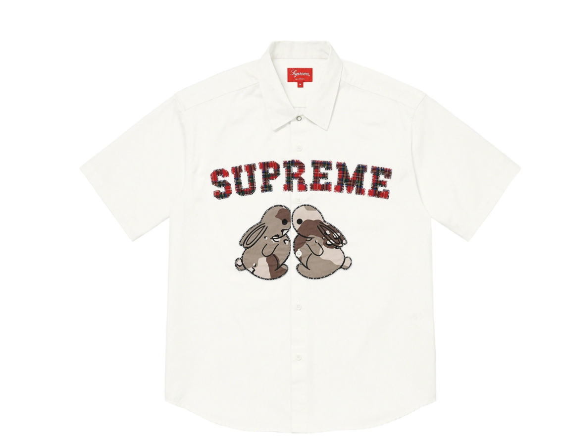 2023SS SUPREME BUNNIE WORK SHIRT 兔子 刺繡 短袖 襯衫 現貨