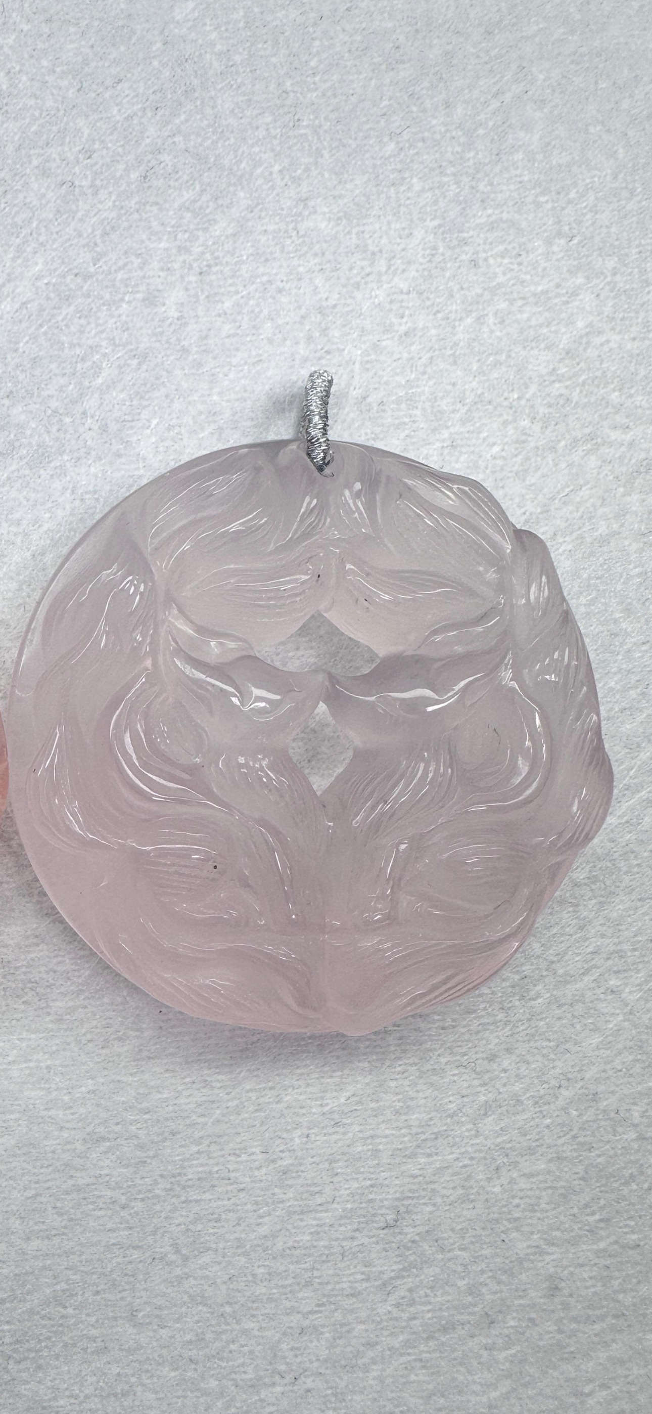 粉晶雙狐親親圓牌