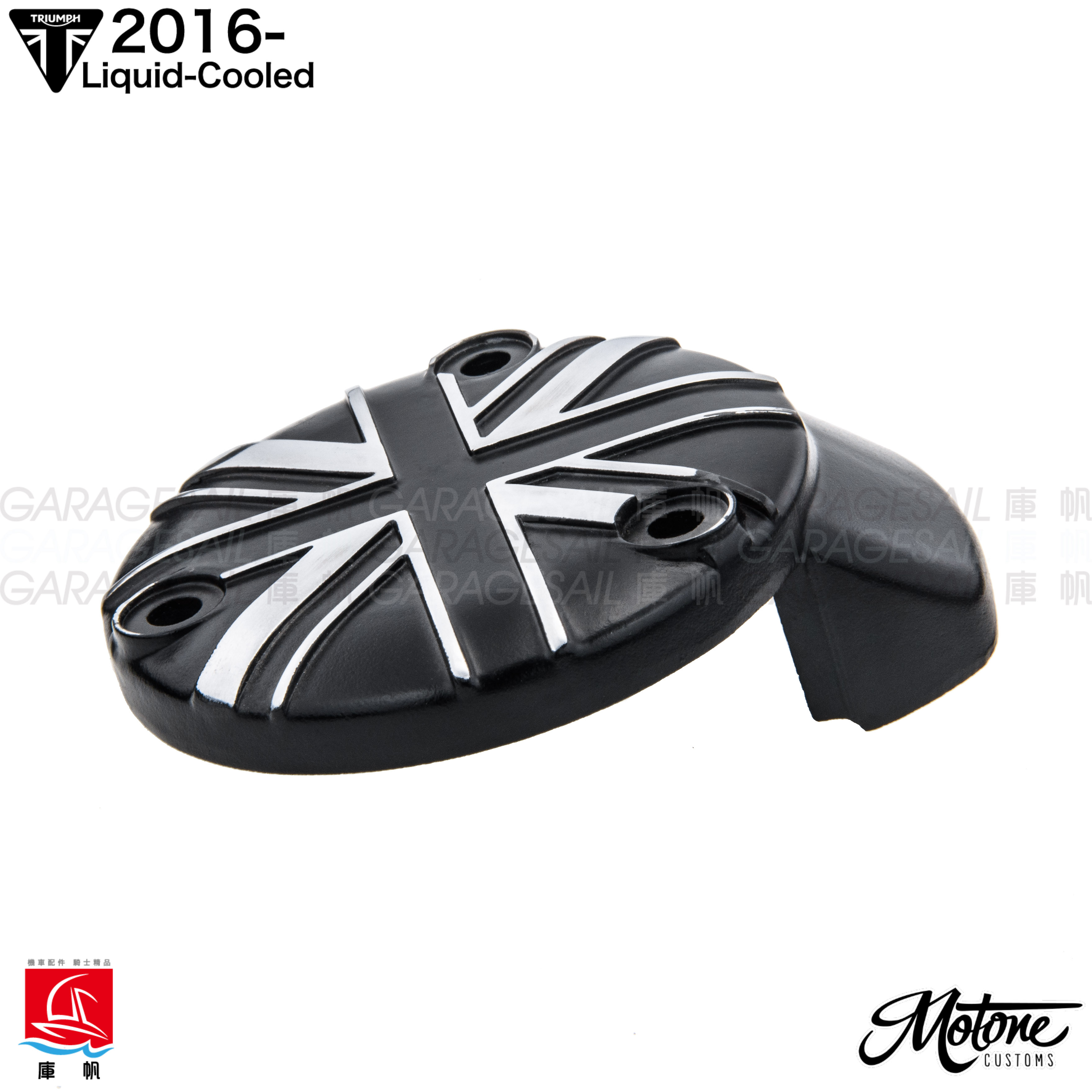 Motone TPS Carb/Throttle Body Cover - Pair - Union Jack - Black/Contrast Polished